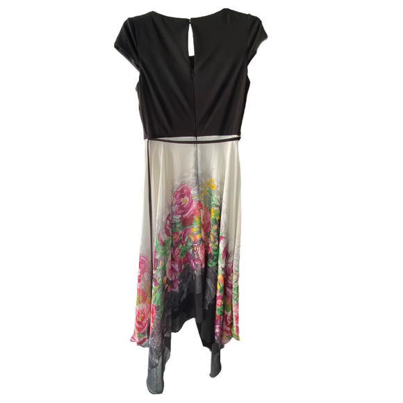SLNY Floral Chiffon Asymmetrical Maxi Dress Size 6 - Picture 3 of 8